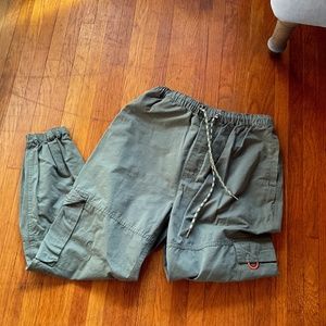 Army Green Elastic Waist Canvas Pants